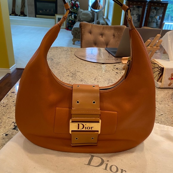 Dior Handbags - Christian Dior brown lambskin croissant bag